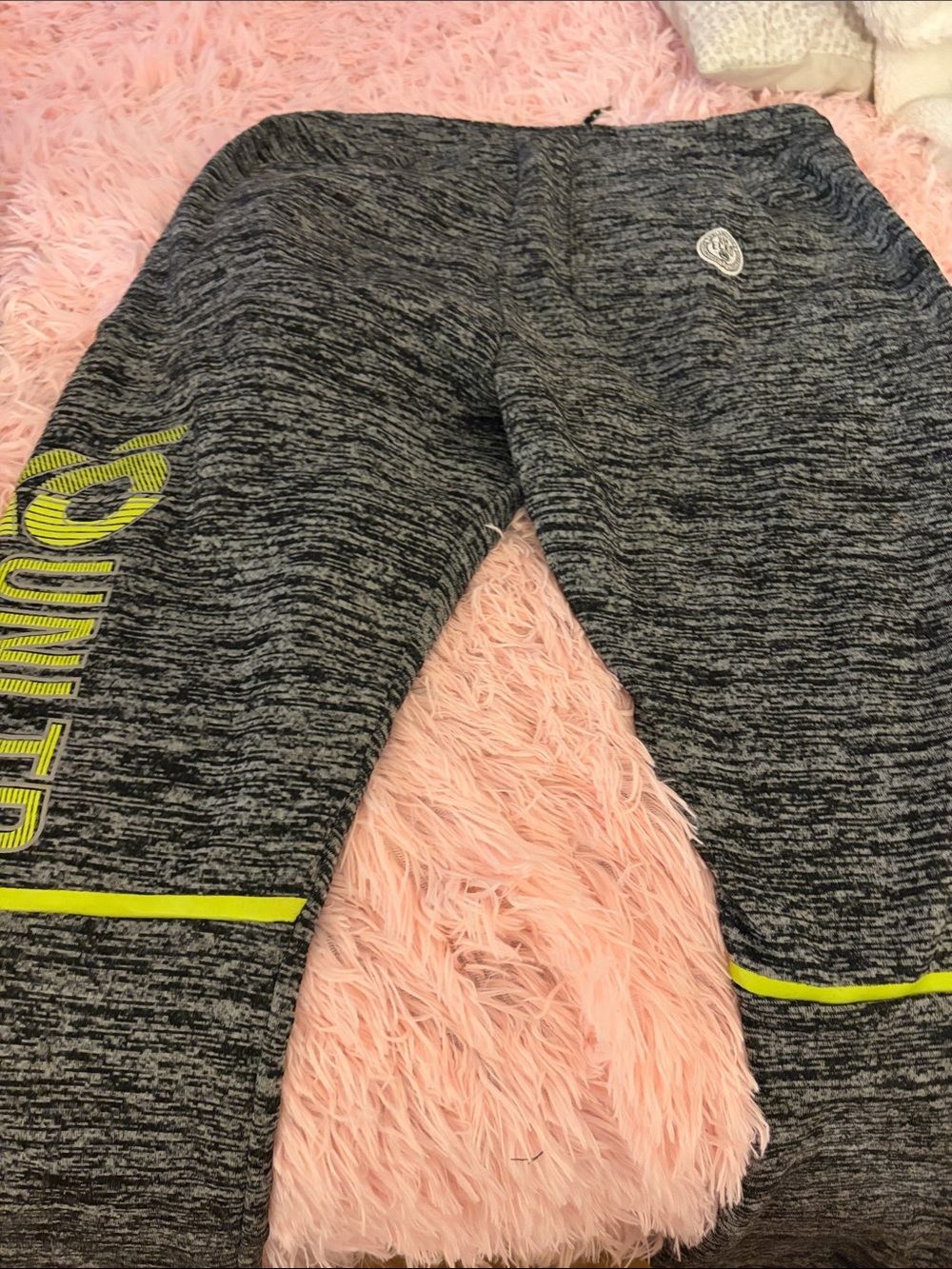 Ecko Unlimited Heathered Gray Joggers with Neon Yellow Accents